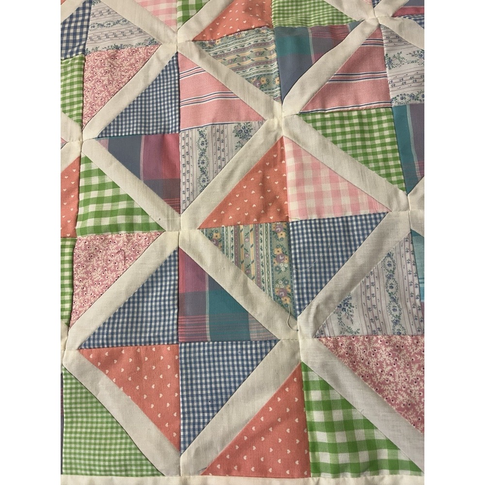Vintage Quilting Table Center Square Topper Cutter Unfinished Blue White 42"x34" - Picture 4 of 9